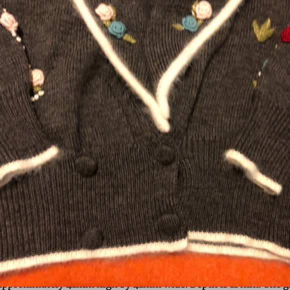 Vintage Rene Derhy gray boho embroidered wool angora blend cropped cardigan EUC - Picture 11 of 11
